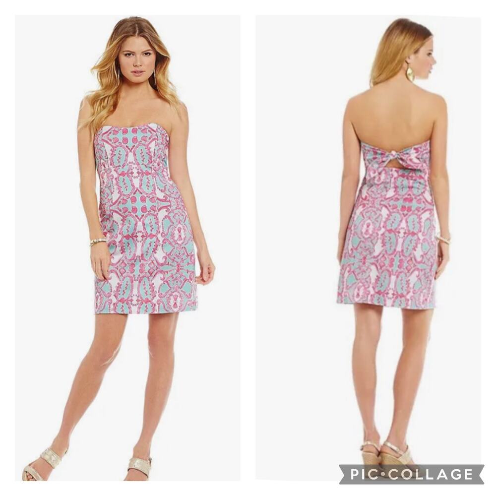 KAELI SMITH Meghan Shell Mirror Sundress Dress  Aqua/Pink‎